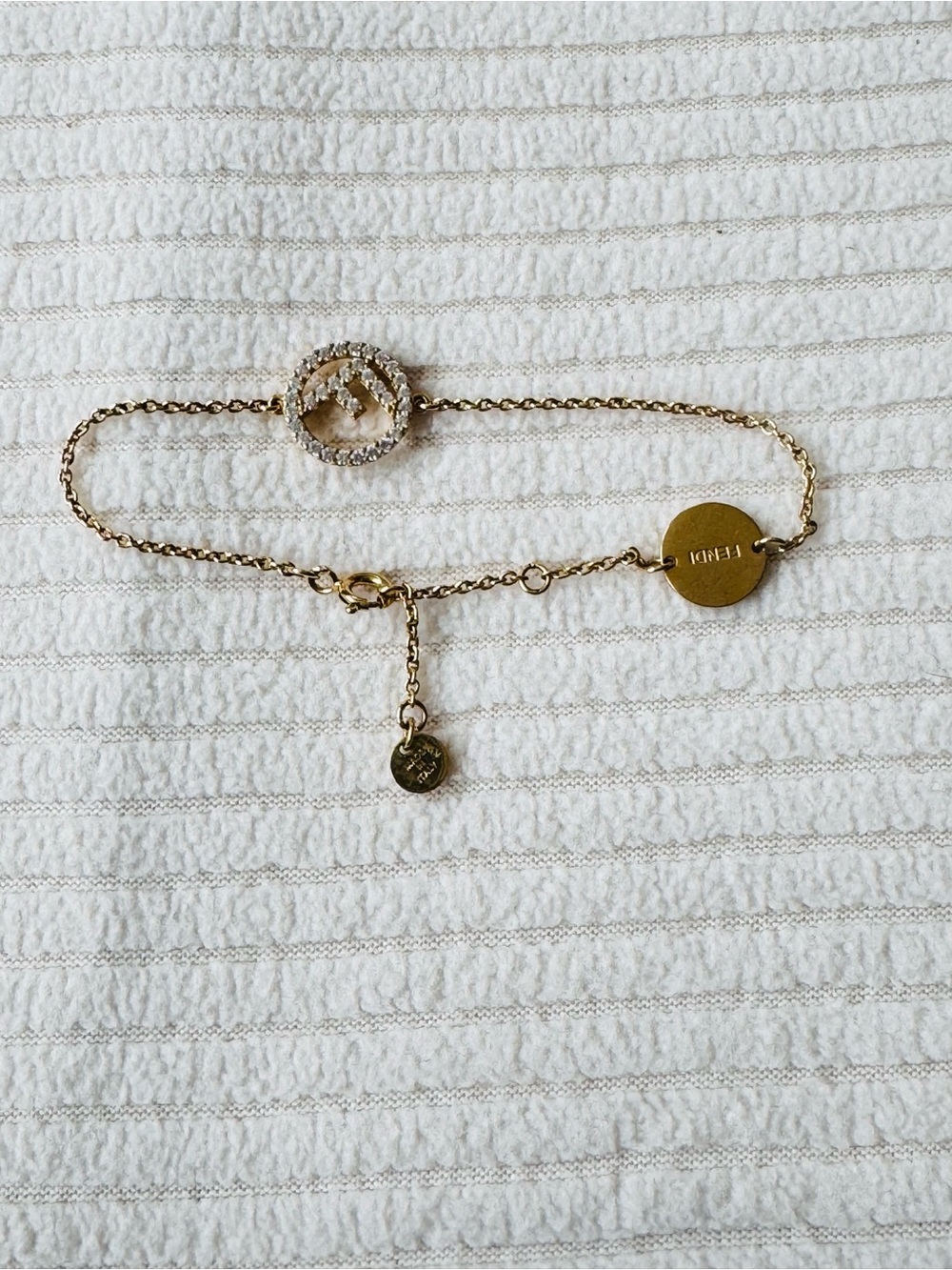 Fendi Gold Crystal Circle Logo Bracelet